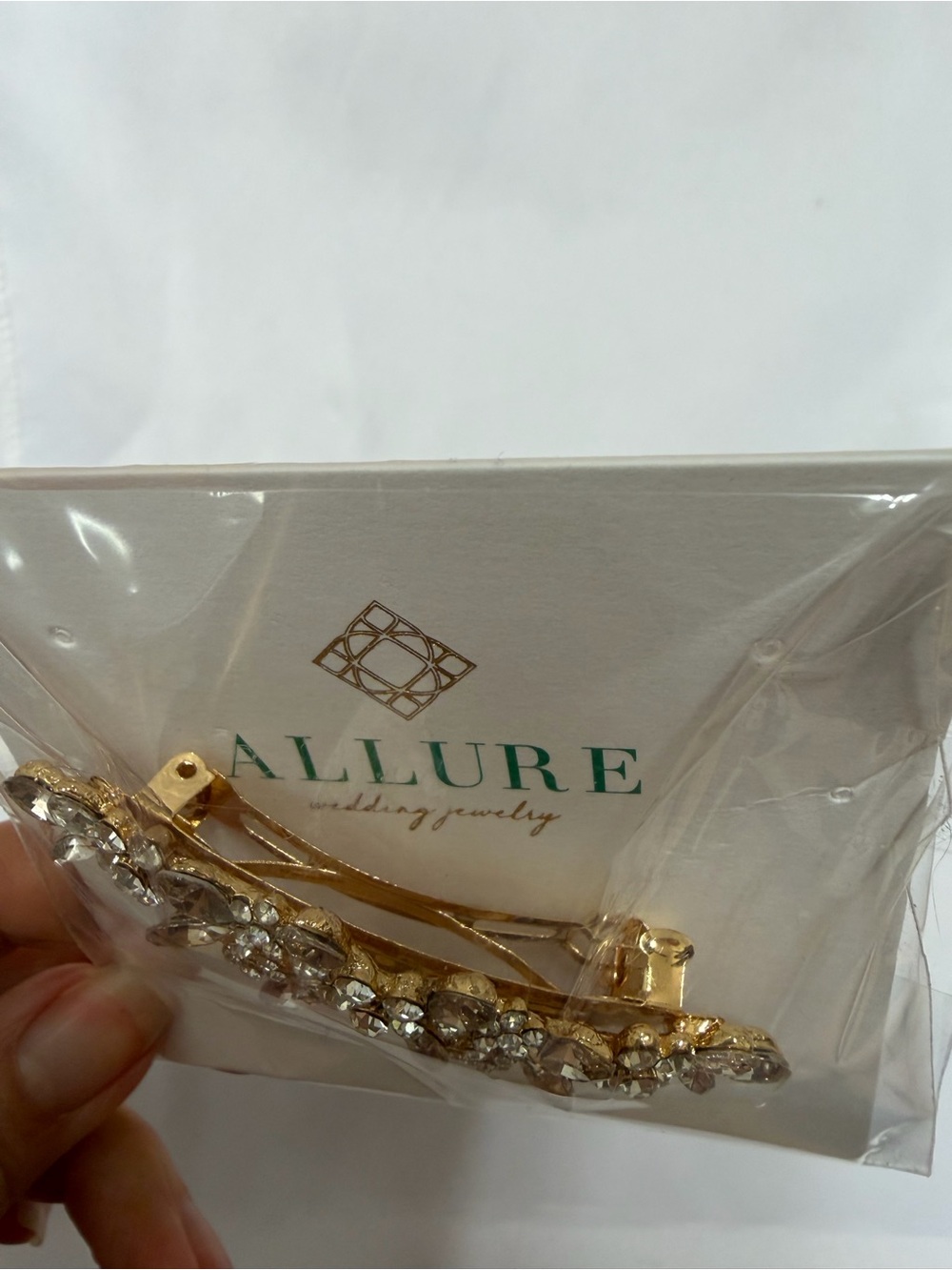Allure Gold Floral Rhinestone Barrette - Picture 4 of 7
